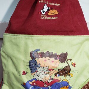 Vintage Louis Garneau Felix & William Cat Drawstring Backpack Gym Bag
